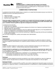 Document preview: Forme 2 Renonciation a La Prestation De Survie Ou De Deces - Manitoba, Canada (French)
