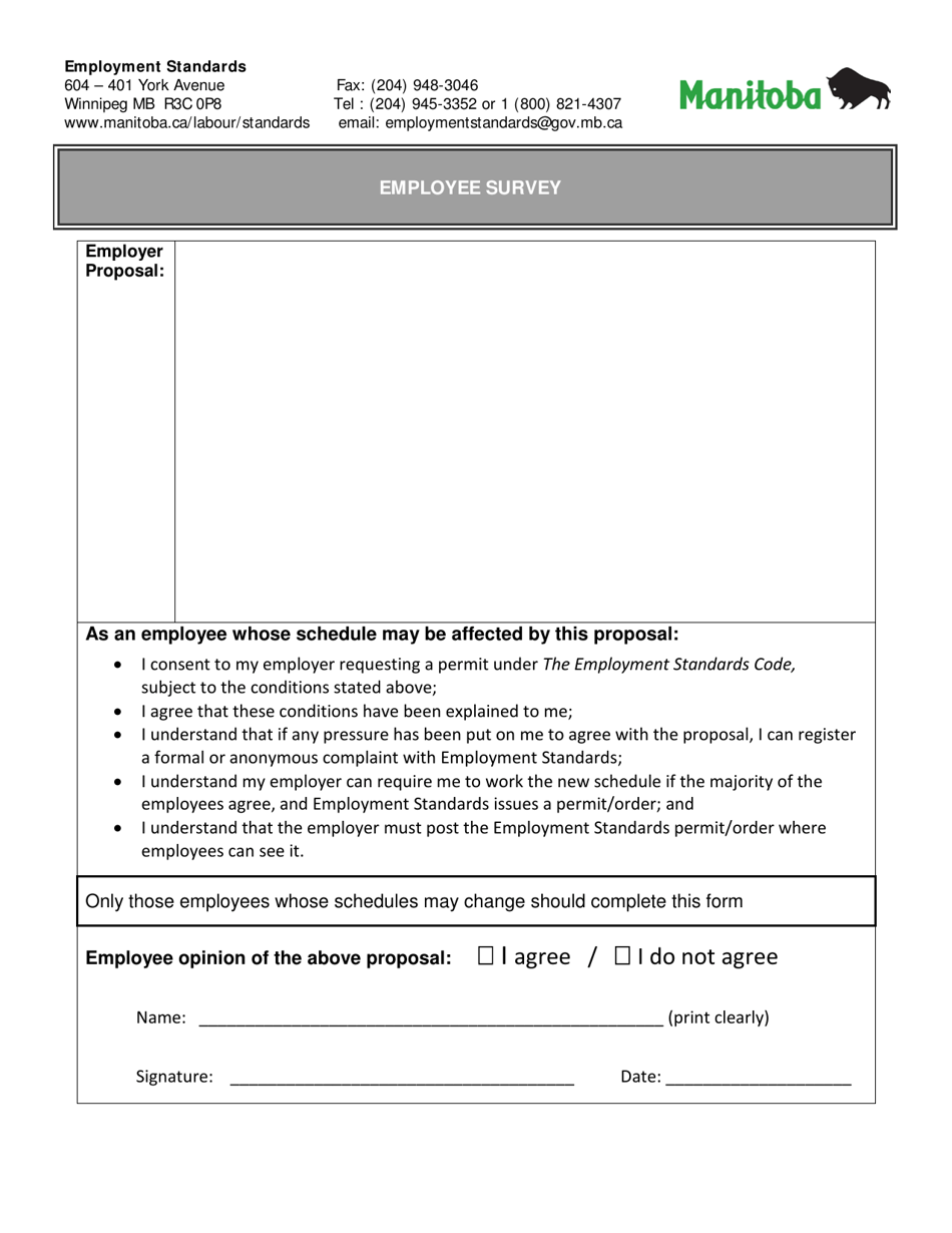 Employee Survey - Manitoba, Canada, Page 1