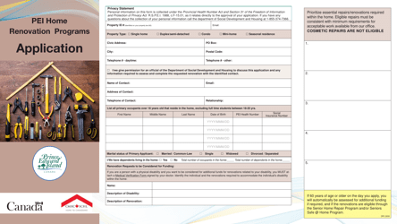 Document preview: Form DPC-2059 Pei Home Renovation Programs Application - Prince Edward Island, Canada