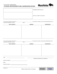 Document preview: Forme 21 Avis De Changement DES Administrateurs - Manitoba, Canada (French)