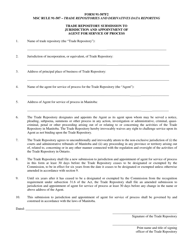 Form 91-507F2 Trade Repository Submission to Jurisdiction and Appointment of Agent for Service of Process - Manitoba, Canada