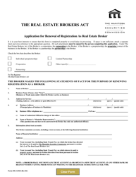 Document preview: Form MG-14344 Application for Renewal of Registration as Real Estate Broker - Manitoba, Canada