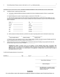 Form MG-14344 Application for Renewal of Registration as Real Estate Broker - Manitoba, Canada, Page 3