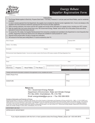 Document preview: Form DG-50 Energy Rebate Supplier Registration Form - Prince Edward Island, Canada