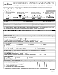 &quot;Ostomy, Incontinence and Catheterization Supplies Application Form&quot; - New Brunswick, Canada