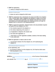 Form 51-08-07-14-605P Application for Adoption Order - Provincial Court - Newfoundland and Labrador, Canada, Page 2