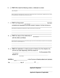 Form 51-08-07-14-65 P Application to Dispense With Consent - Provincial Court - Newfoundland and Labrador, Canada, Page 2