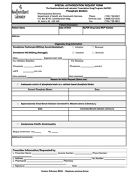 &quot;Special Authorization Request Form - Phosphate Binders&quot; - Newfoundland and Labrador, Canada