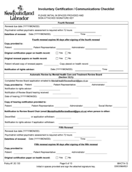 Form MHCTA-12 Involuntary Certification/Communications Checklist - Newfoundland and Labrador, Canada, Page 6
