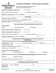 Form MHCTA-12 Involuntary Certification/Communications Checklist - Newfoundland and Labrador, Canada, Page 7