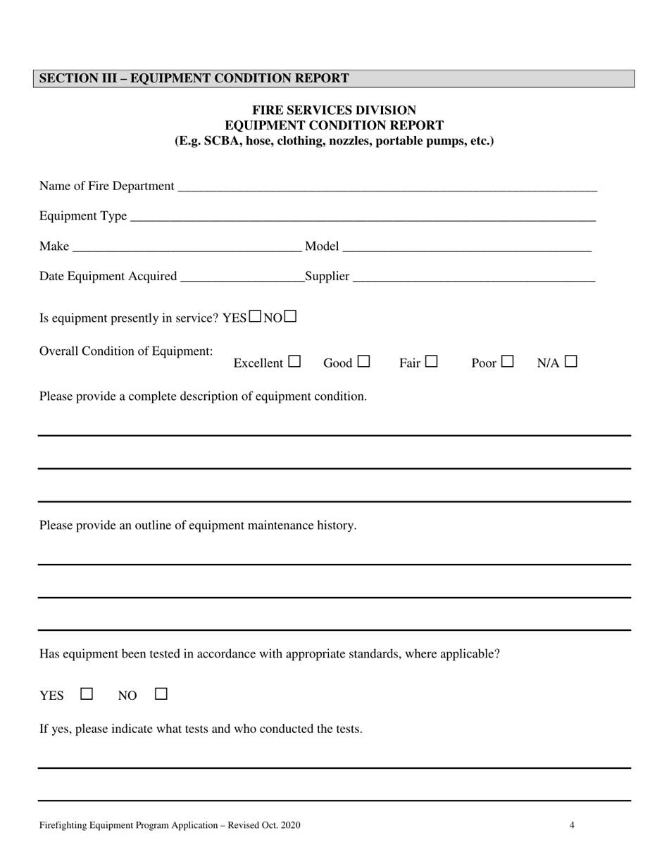 Firefighting Equipment Program Application - Newfoundland and Labrador, Canada, Page 4