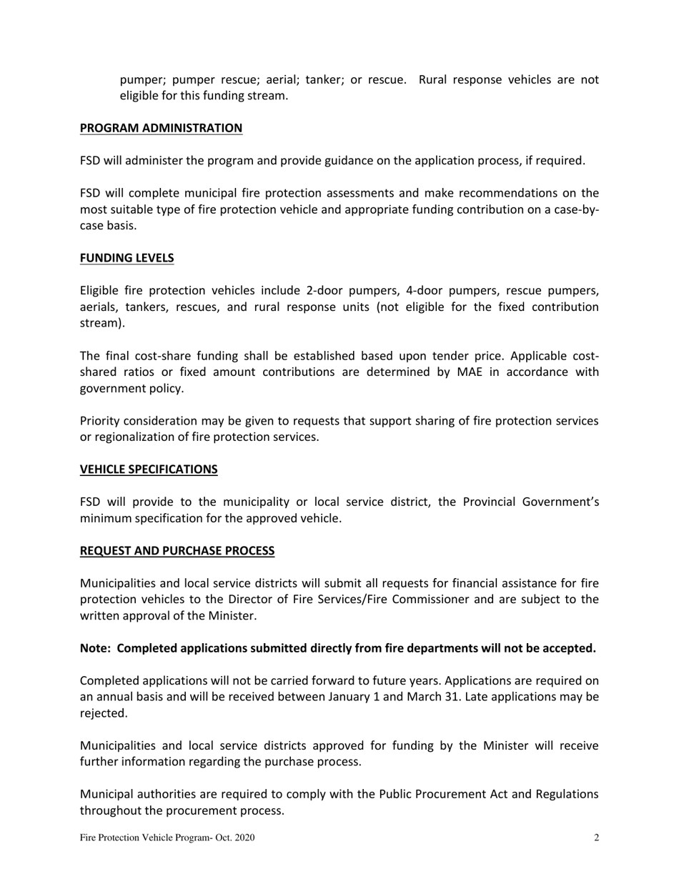 Fire Protection Vehicle Program - Newfoundland and Labrador, Canada, Page 2