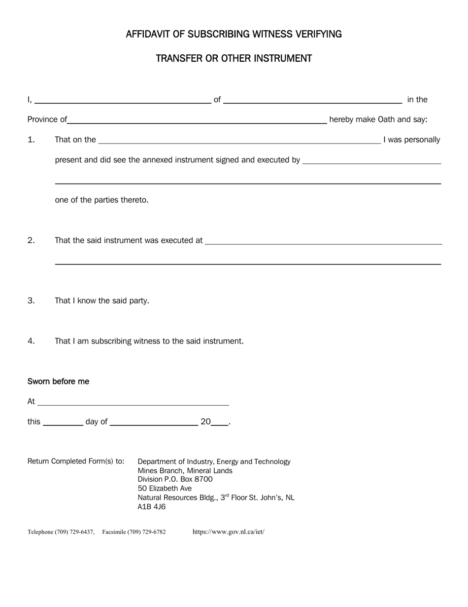 License Transfer Form - Newfoundland and Labrador, Canada, Page 2