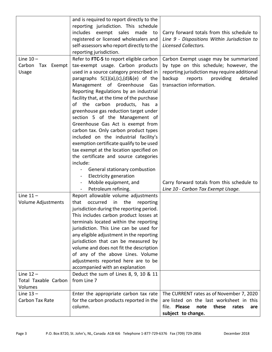 Blank Return - Carbon Industrial Facilities (Emitter) Tax - Newfoundland and Labrador, Canada, Page 12