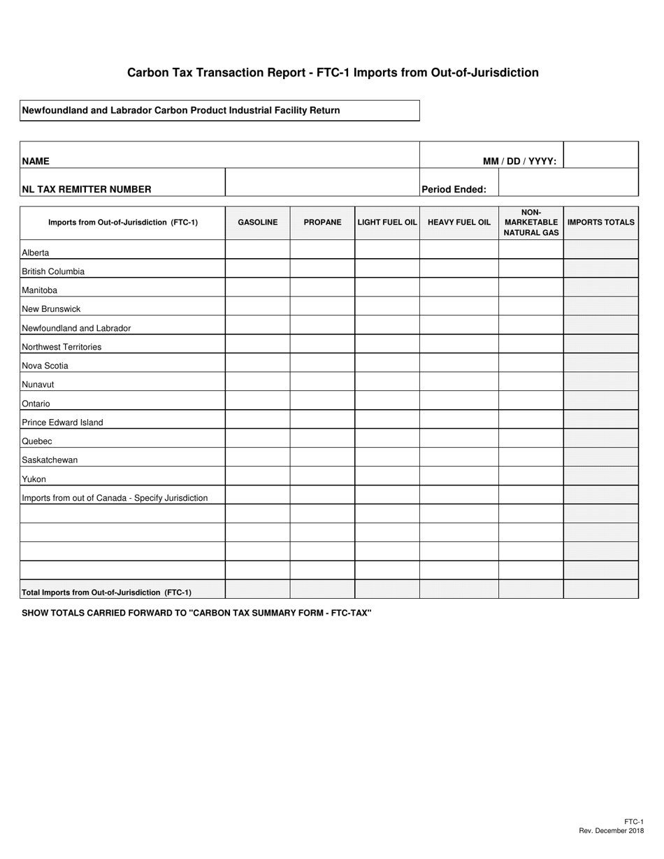Blank Return - Carbon Industrial Facilities (Emitter) Tax - Newfoundland and Labrador, Canada, Page 4