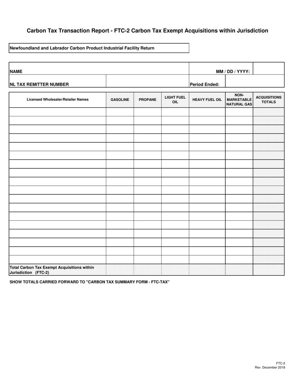 Blank Return - Carbon Industrial Facilities (Emitter) Tax - Newfoundland and Labrador, Canada, Page 5