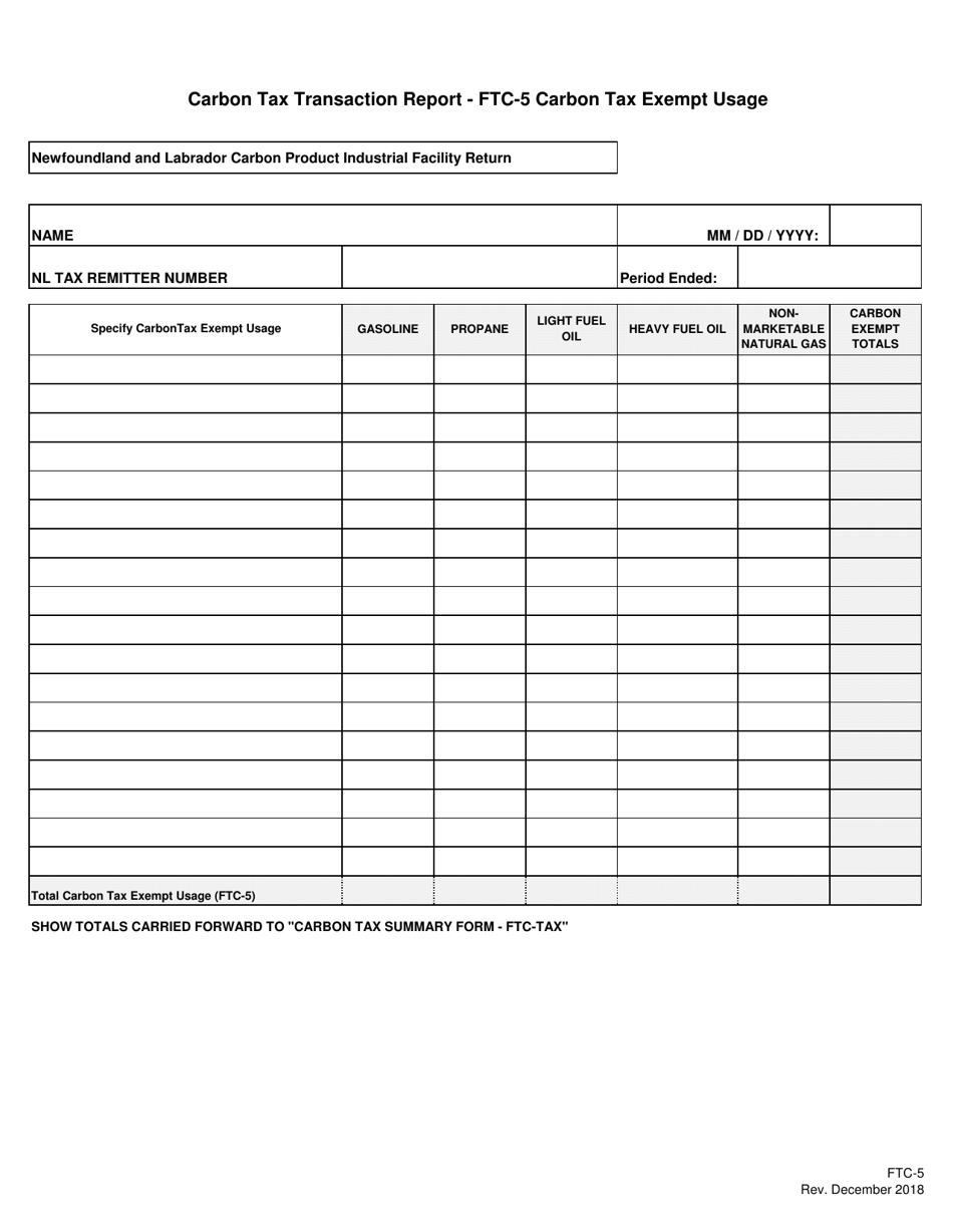 Blank Return - Carbon Industrial Facilities (Emitter) Tax - Newfoundland and Labrador, Canada, Page 8