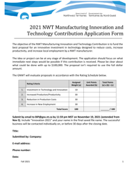 Document preview: Nwt Manufacturing Innovation and Technology Contribution Application - Northwest Territories, Canada