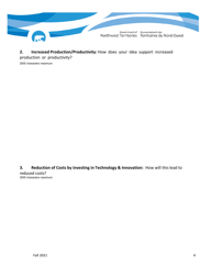 Nwt Manufacturing Innovation and Technology Contribution Application - Northwest Territories, Canada, Page 4