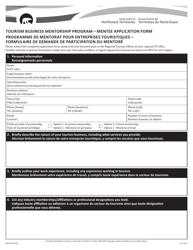 Form NWT8977 Tourism Business Mentorship Program - Mentee Application Form - Northwest Territories, Canada (English/French)