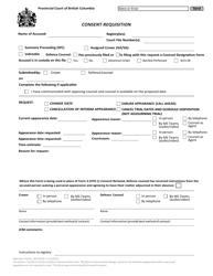 Form 1 (CPD-1) &quot;Consent Requisition&quot; - British Columbia, Canada
