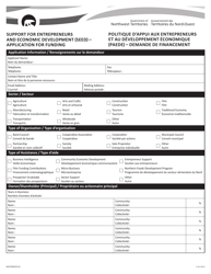Form NWT8999 Support for Entrepreneurs and Economic Development (Seed) - Application for Funding - Northwest Territories, Canada (English/French)