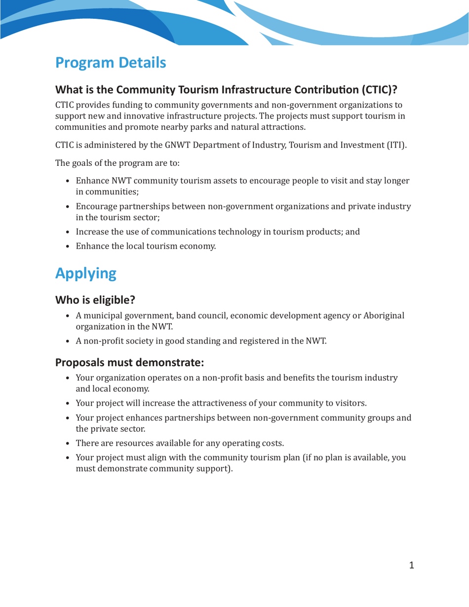 Form NWT9018 Community Tourism Infrastructure Contribution - Expression of Interest - Northwest Territories, Canada (English / French), Page 3