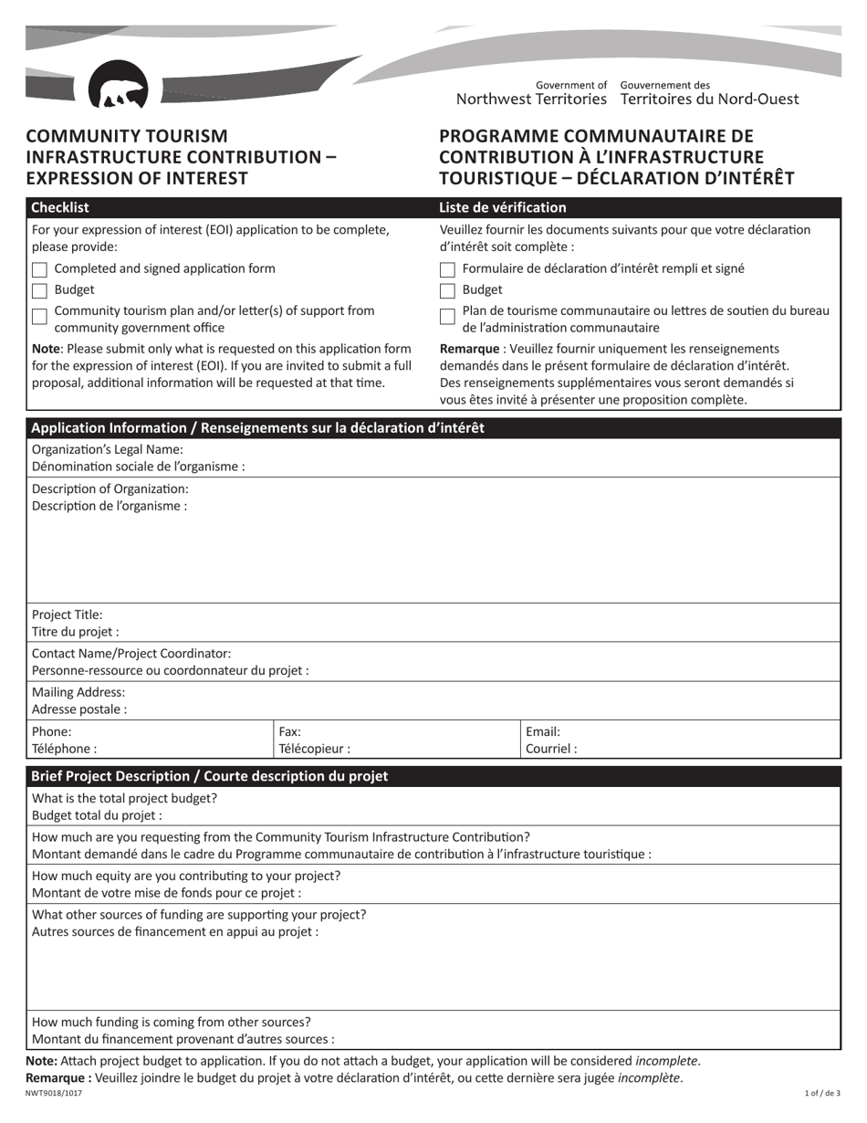 Form NWT9018 Community Tourism Infrastructure Contribution - Expression of Interest - Northwest Territories, Canada (English / French), Page 8