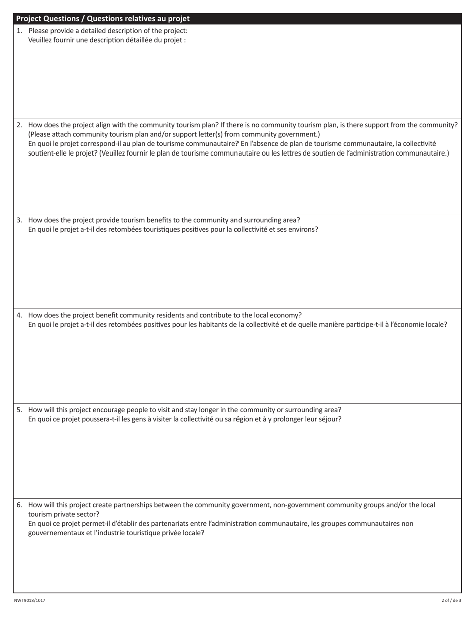 Form NWT9018 Community Tourism Infrastructure Contribution - Expression of Interest - Northwest Territories, Canada (English / French), Page 9