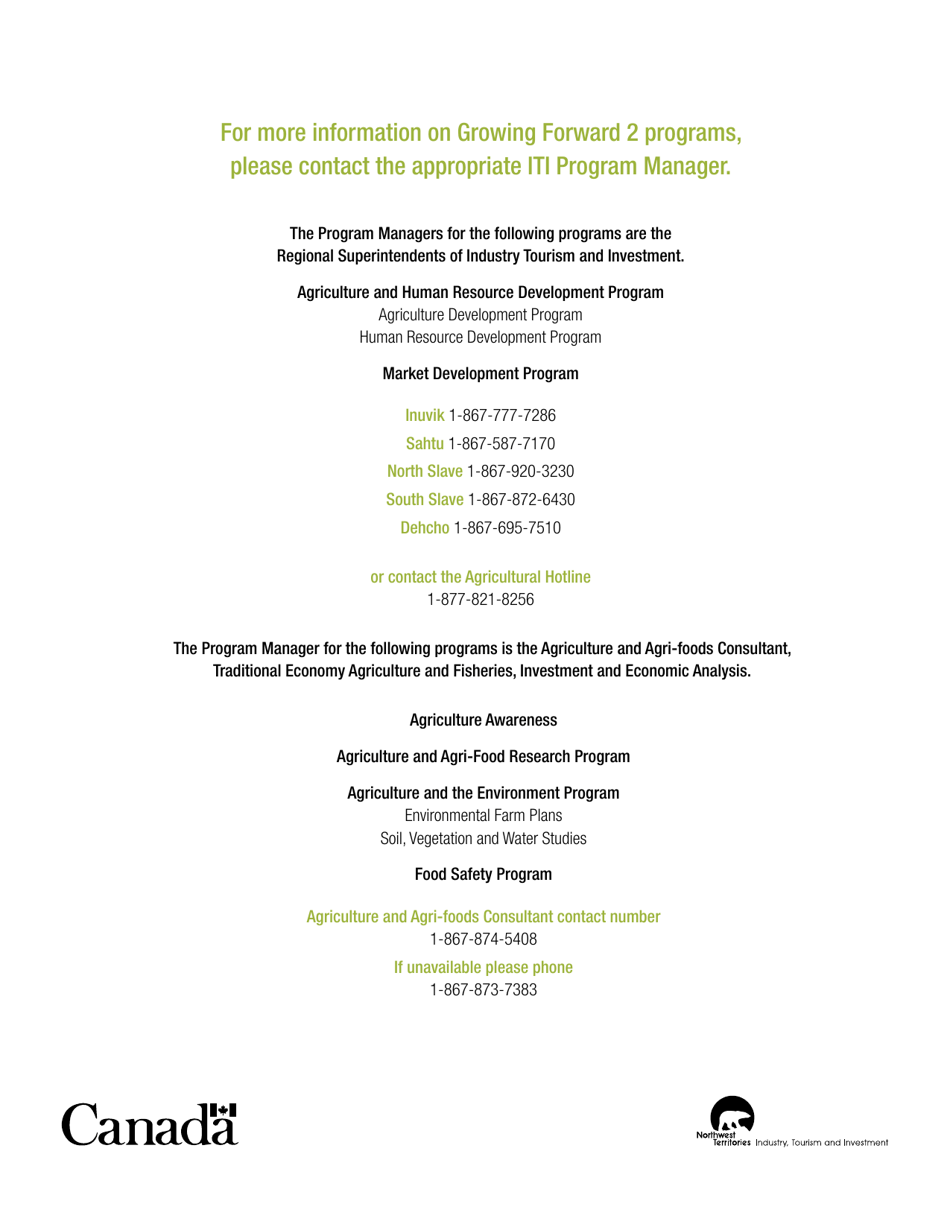 Application Form Growing Forward 2 - Northwest Territories, Canada, Page 7