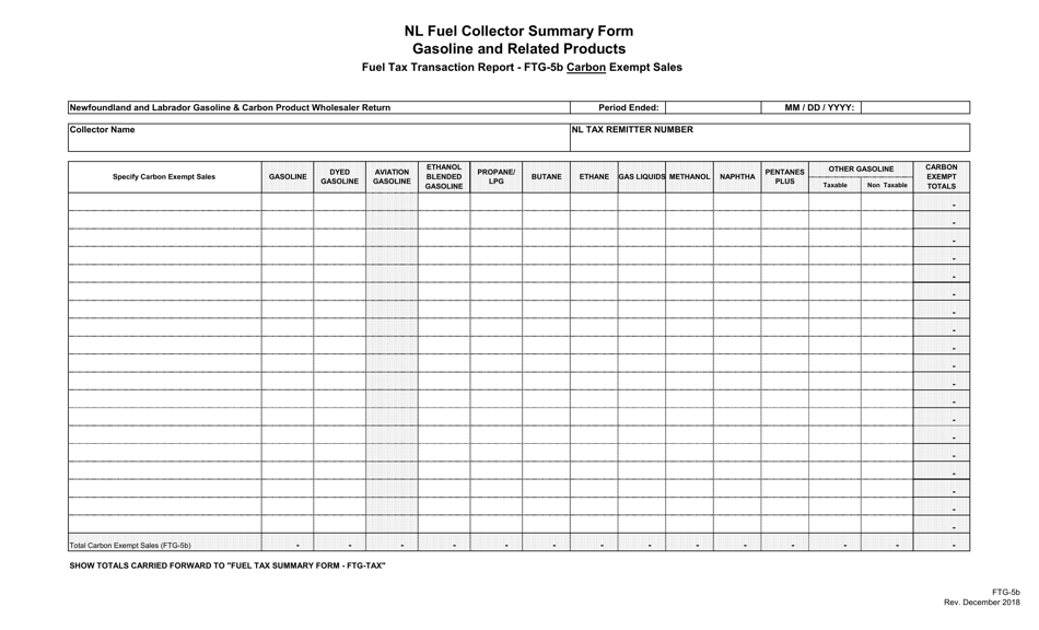 Blank Return Gasoline and Carbon Wholesaler Tax - Newfoundland and Labrador, Canada, Page 11