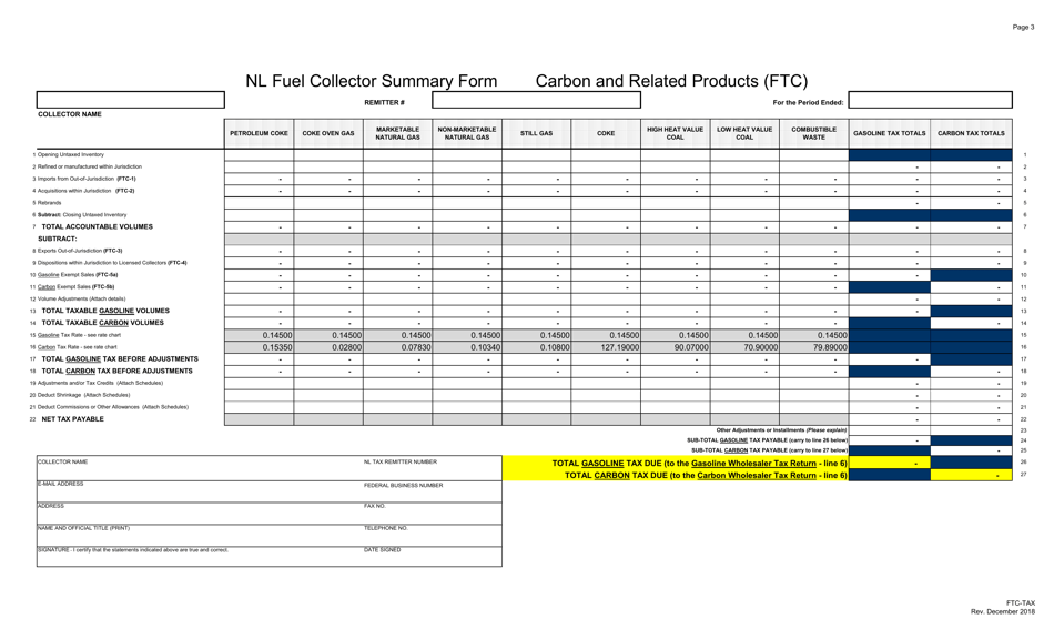 Blank Return Gasoline and Carbon Wholesaler Tax - Newfoundland and Labrador, Canada, Page 19