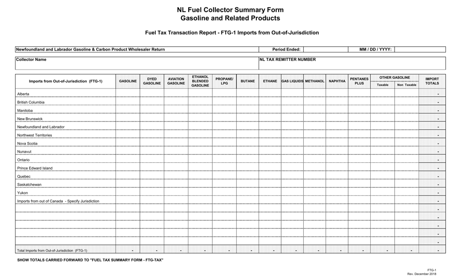 Blank Return Gasoline and Carbon Wholesaler Tax - Newfoundland and Labrador, Canada, Page 6