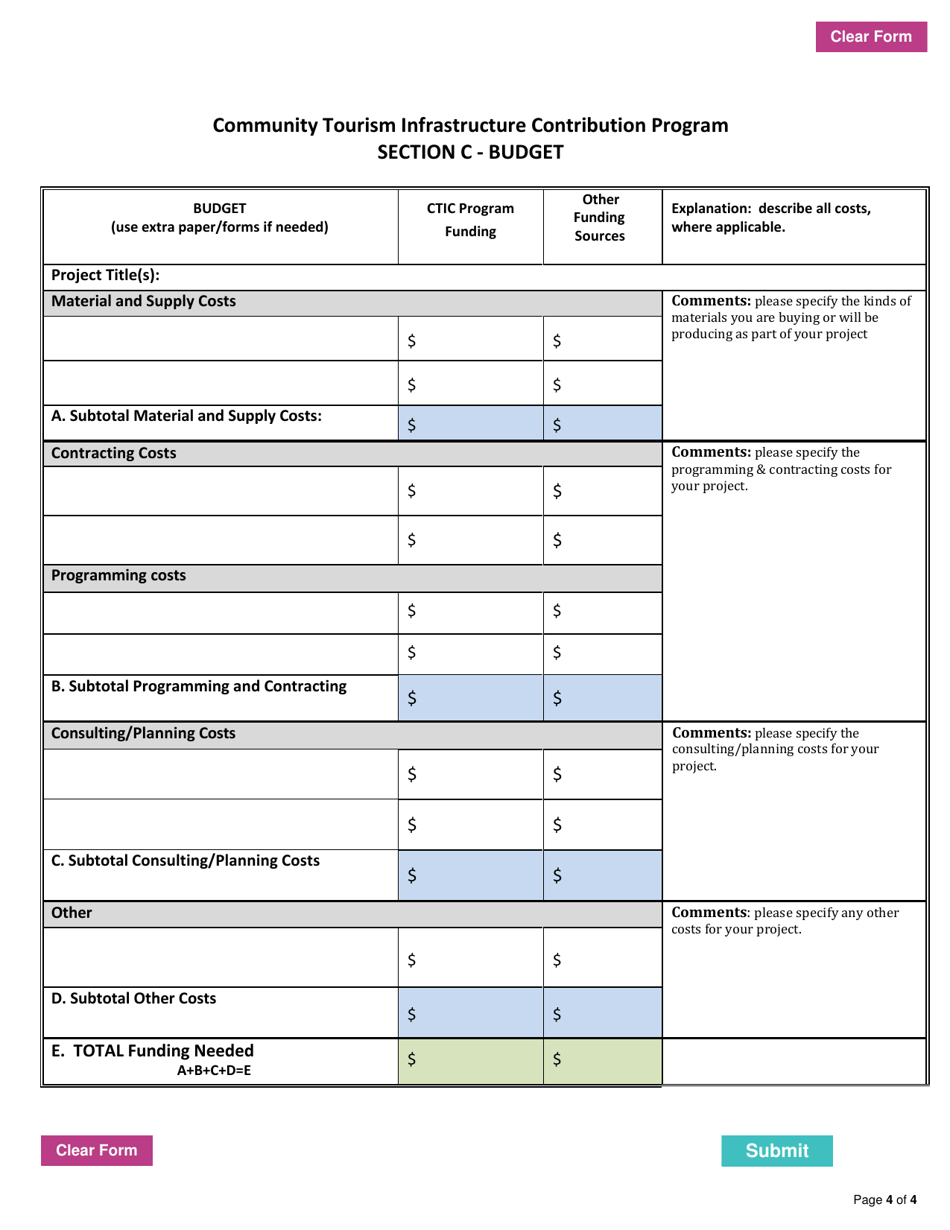 Community Tourism Infrastructure Contribution Program Expressions of Interest Application - Northwest Territories, Canada, Page 4