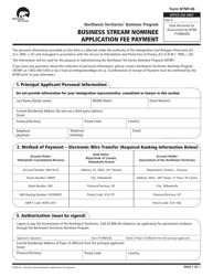Form NTNP-06 Business Stream Nominee Application Fee Payment - Northwest Territories, Canada