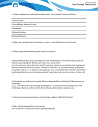 Tourism Business Mentorship Program Mentee Application Form (Stream 2) - Northwest Territories, Canada, Page 2