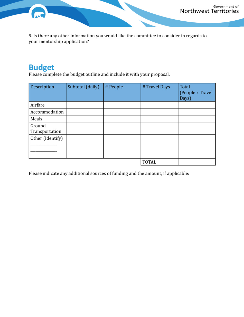 Tourism Business Mentorship Program Mentee Application Form (Stream 2) - Northwest Territories, Canada, Page 3