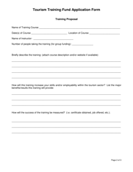 Tourism Training Fund Application Form - Northwest Territories, Canada, Page 2