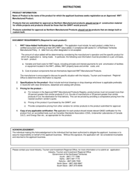 Application for Registration of an Approved Nwt Manufactured Product - Northwest Territories, Canada, Page 2