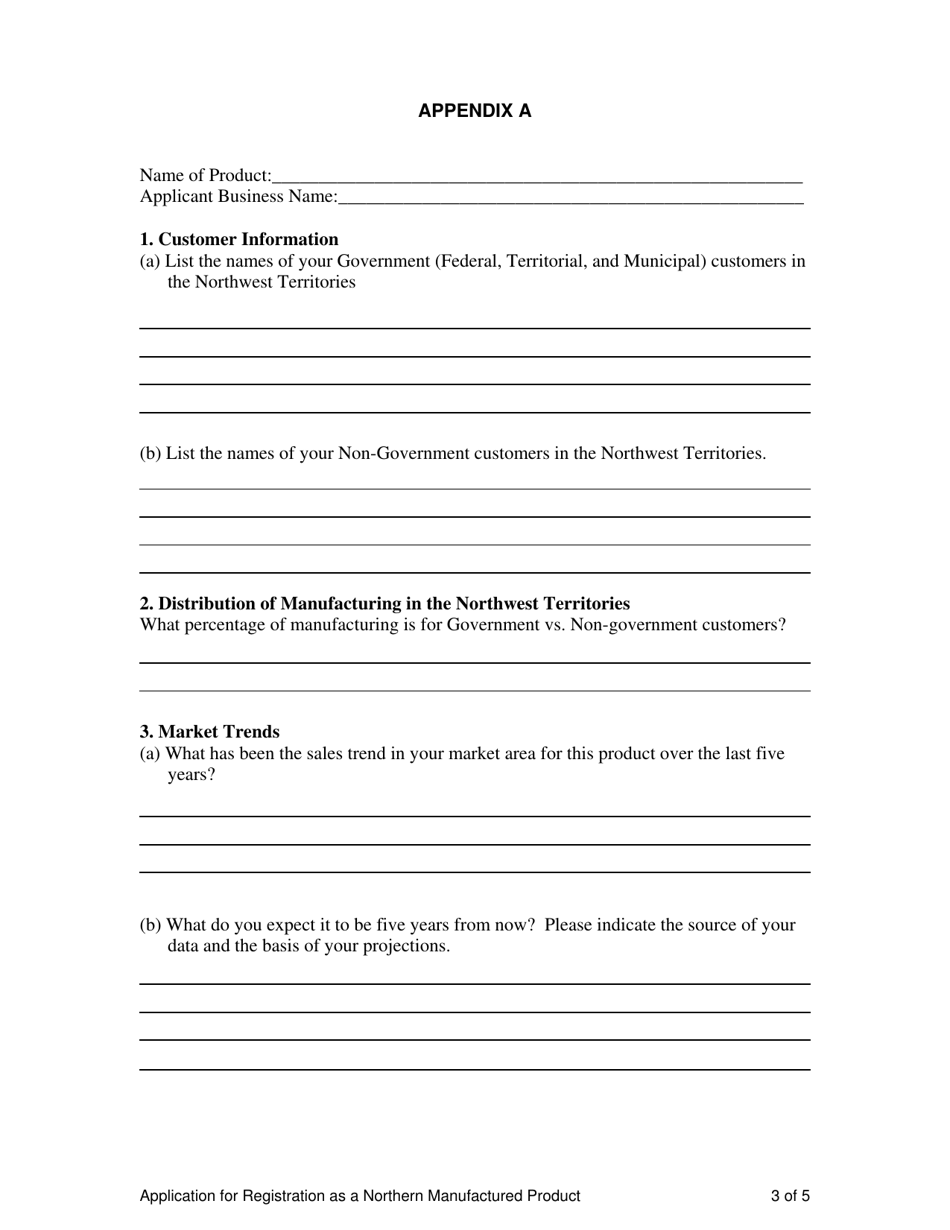 Application for Registration as a Northern Manufactured Product - Northwest Territories, Canada, Page 3
