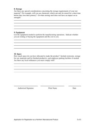 Application for Registration as a Northern Manufactured Product - Northwest Territories, Canada, Page 5