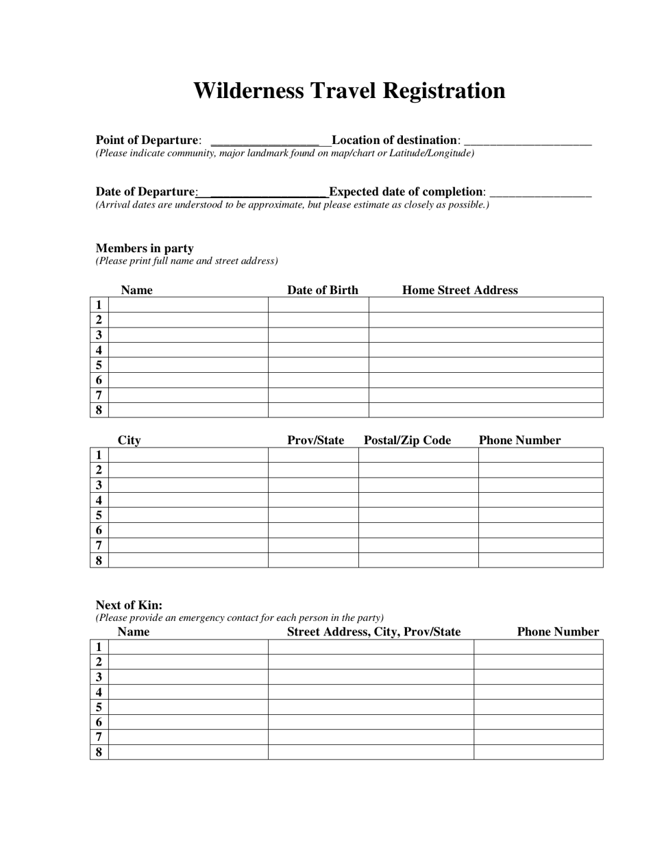 Wilderness Travel Registration - Northwest Territories, Canada, Page 2