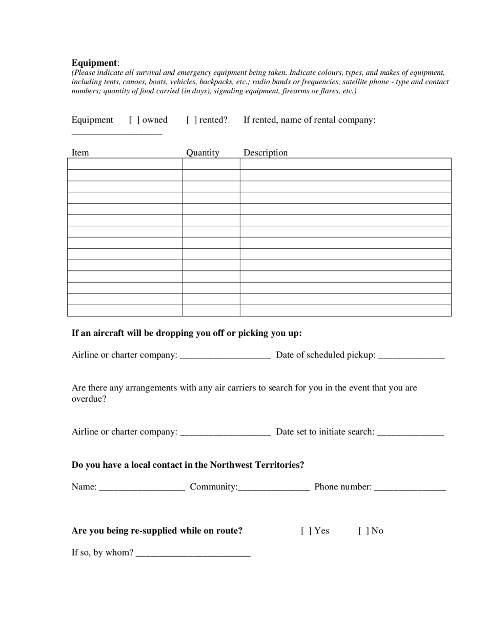 Wilderness Travel Registration - Northwest Territories, Canada, Page 3