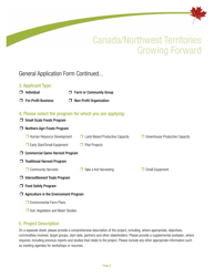 Growing Forward General Application Form - Northwest Territories, Canada, Page 3