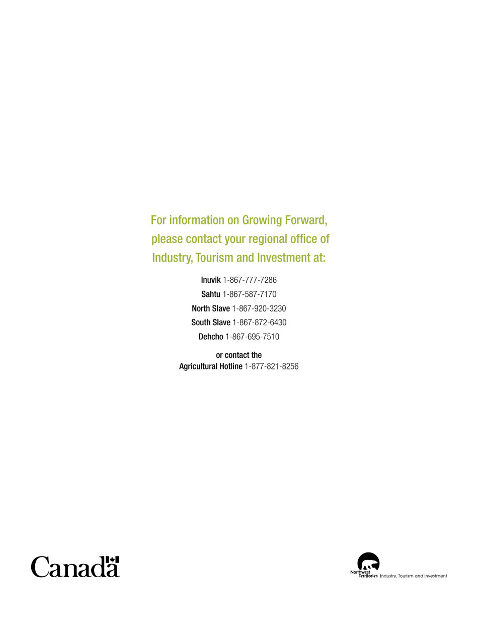 Growing Forward General Application Form - Northwest Territories, Canada, Page 6
