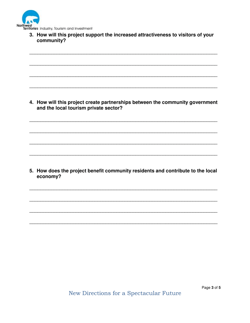 Community Tourism Infrastructure Contribution Program Application - Northwest Territories, Canada, Page 3
