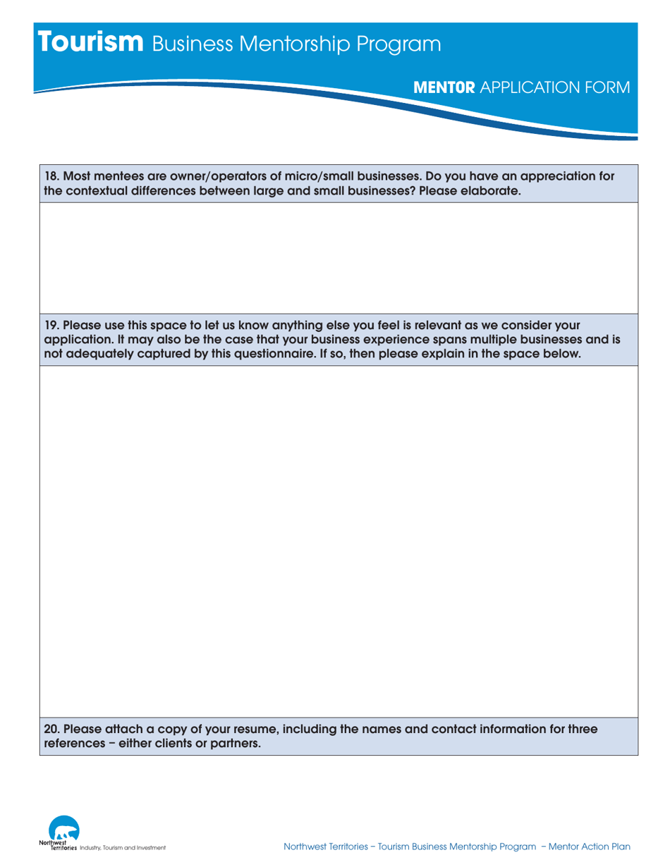Mentor Application Form - Northwest Territories, Canada, Page 4