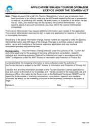 Form LTO-DB 20120704 Application for New Tourism Operator Licence Under the Tourism Act - Northwest Territories, Canada, Page 5