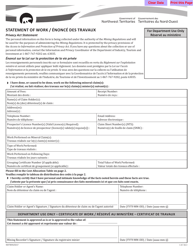 Form NWT8945 Statement of Work - Northwest Territories, Canada (English/French)