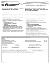 Form NWT8927 Application for New Tourism Operator Licence Under the Tourism Act - Northwest Territories, Canada (English/French)